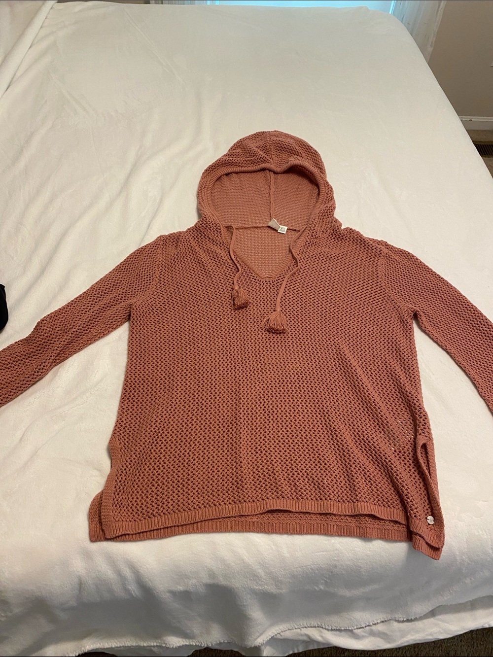 Roxy Lightweight Knit Hooded Sweater - x-large Dusty Rose